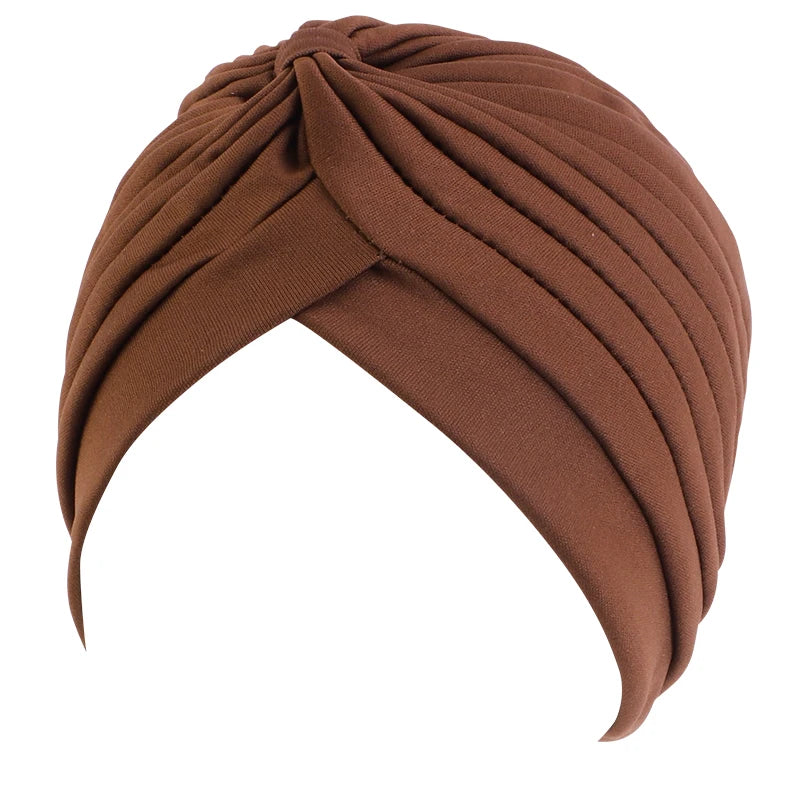 New Flower Decoration Turban, Solid Color Women's Head Wrap, Fashion Headwear, Bandana Cap