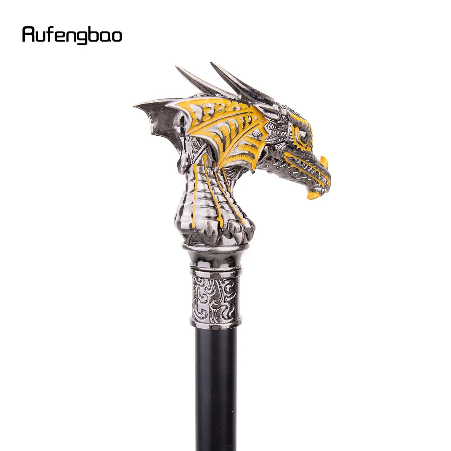 Gold Black Luxury Dragon Head Walking Cane Fashion Decorative Walking Stick Gentleman Elegant Cosplay Cane Knob Crosier 93cm