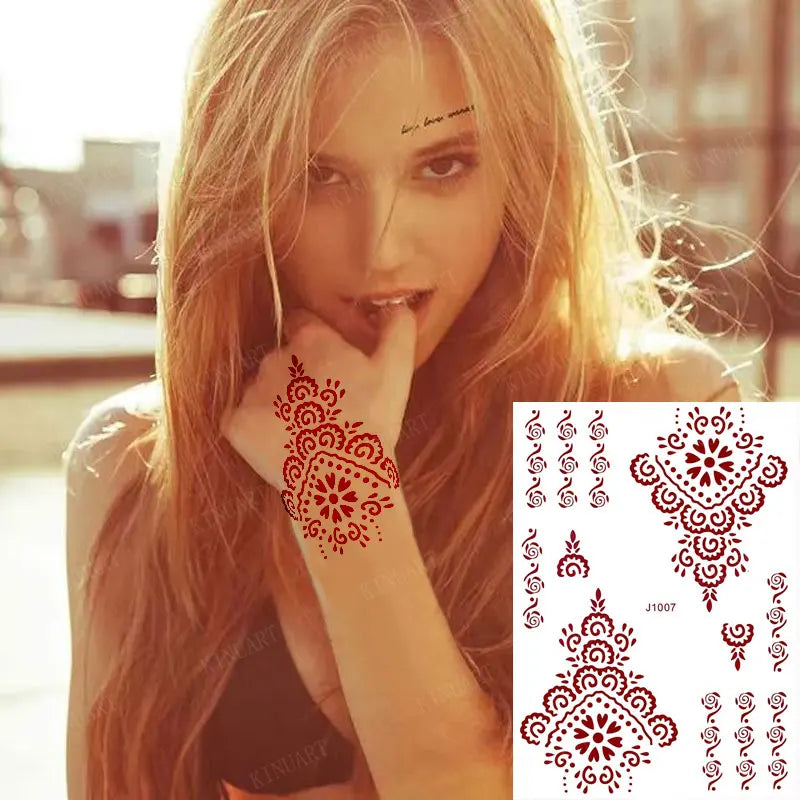 Waterproof Temporary Tattoos for Women Henna Tattoo Stickers Mehndi Design Fake Tattoo