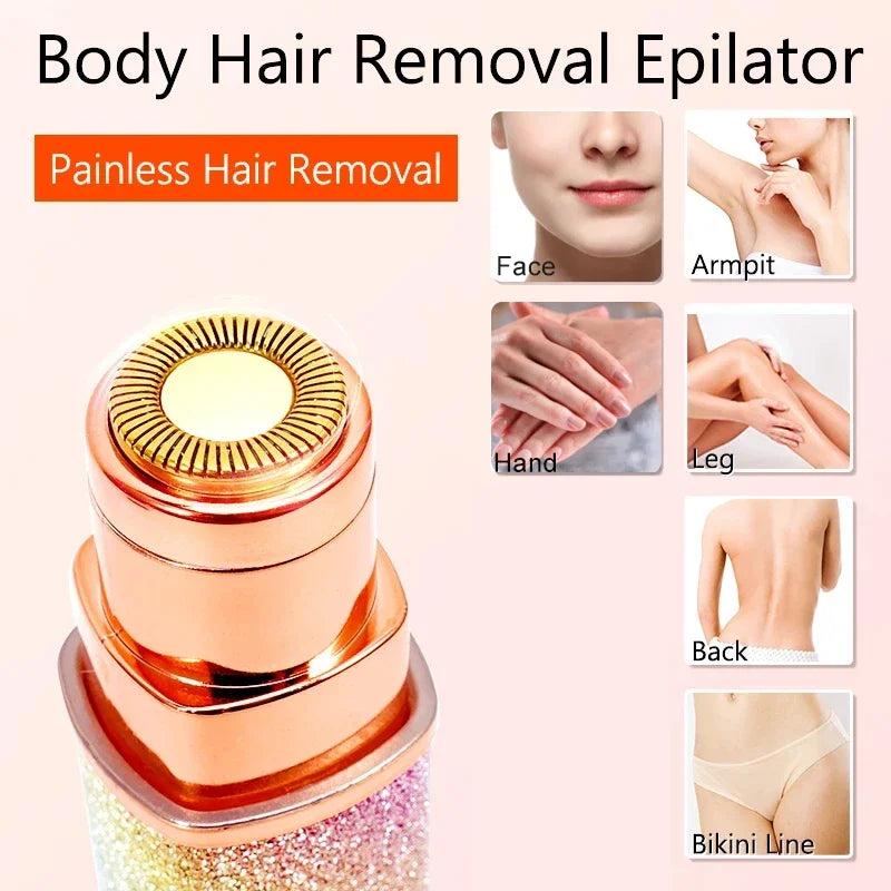 New 2 IN 1 Electric Epilator Eyebrow Trimmer Women's Body Facial Lip Epilator Rechargeable Mini Painless Razor Shaver