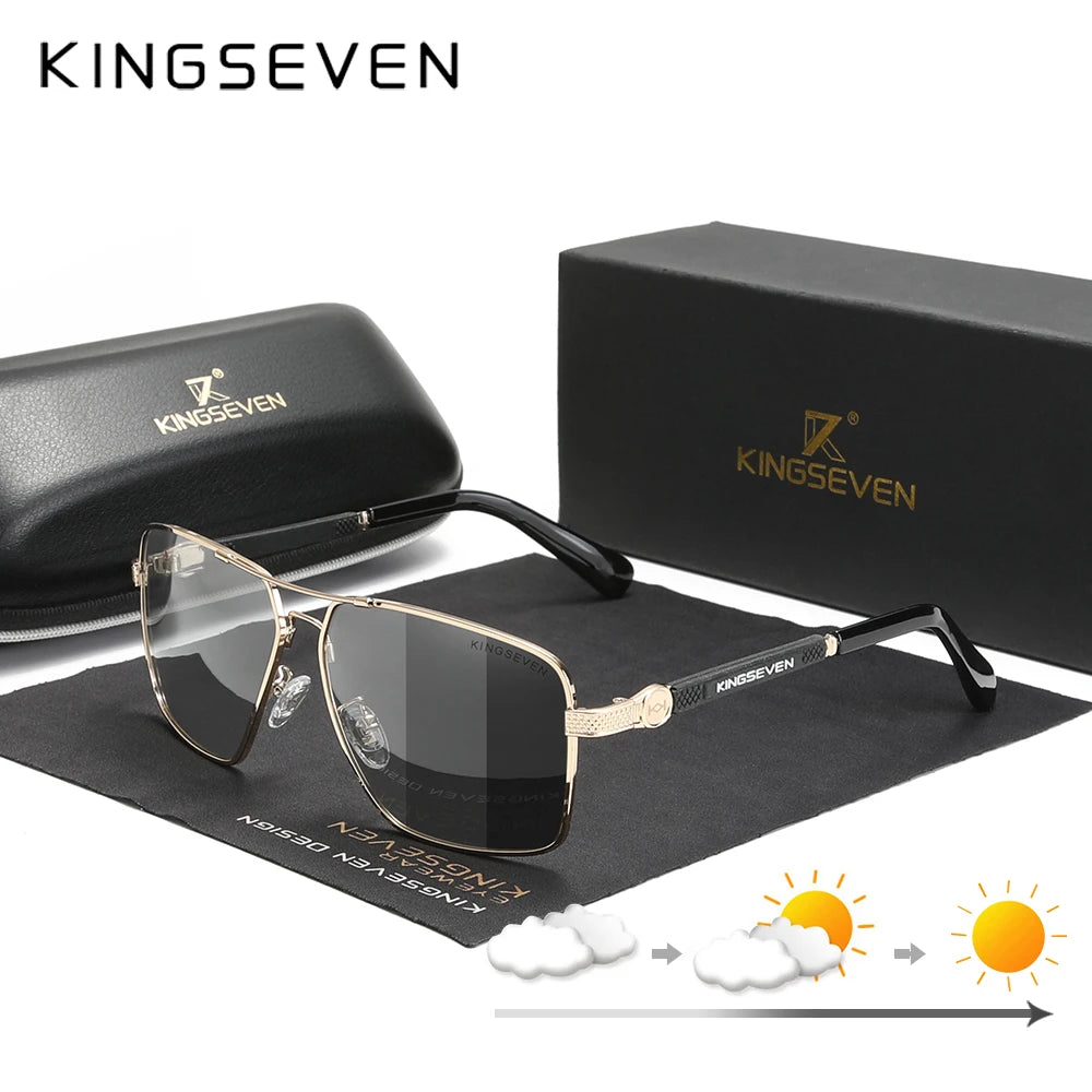 KINGSEVEN Design  Men/Women Sunglasses, New Polarized UV400 Coating Optical Lens ,Auto Reset Square Frame Driving