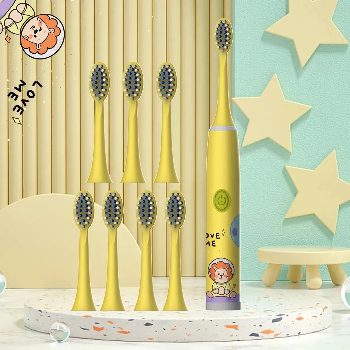 Children's Electric Toothbrush Color Cartoon Space Series Children's Soft Hair Cleaning Brush (Battery Not Included) - Hiron Store