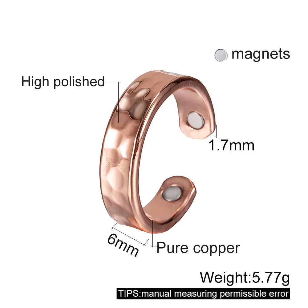 Pure Copper Rings Magnetic Health Energy Finger Open Cuff Adjustable Ring Women Men Jewellery