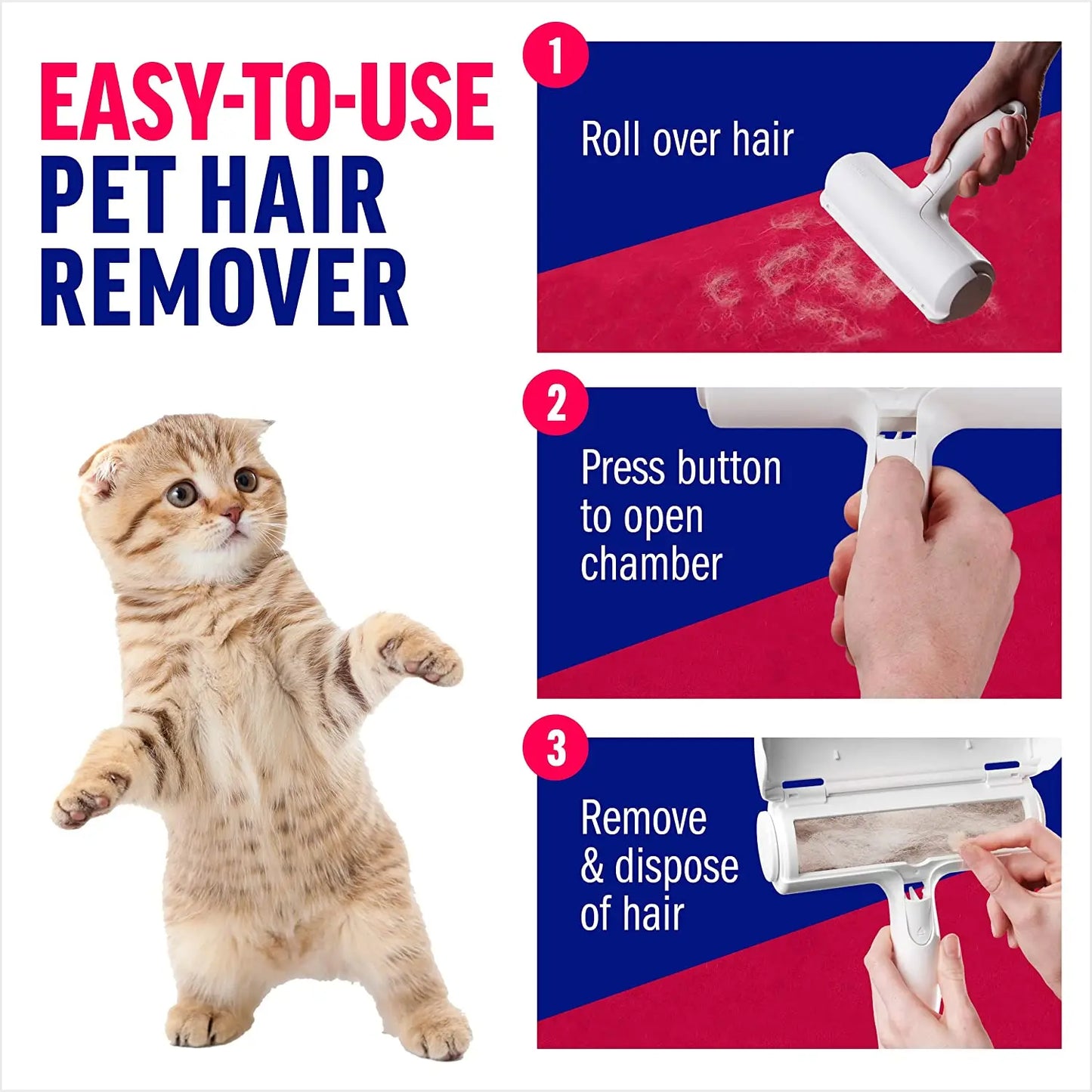 Pet Hair Remover Roller - Dog & Cat Fur Remover with Self-Cleaning Base - Efficient Animal Hair Removal Tool - Perfect for Furni - Hiron Store