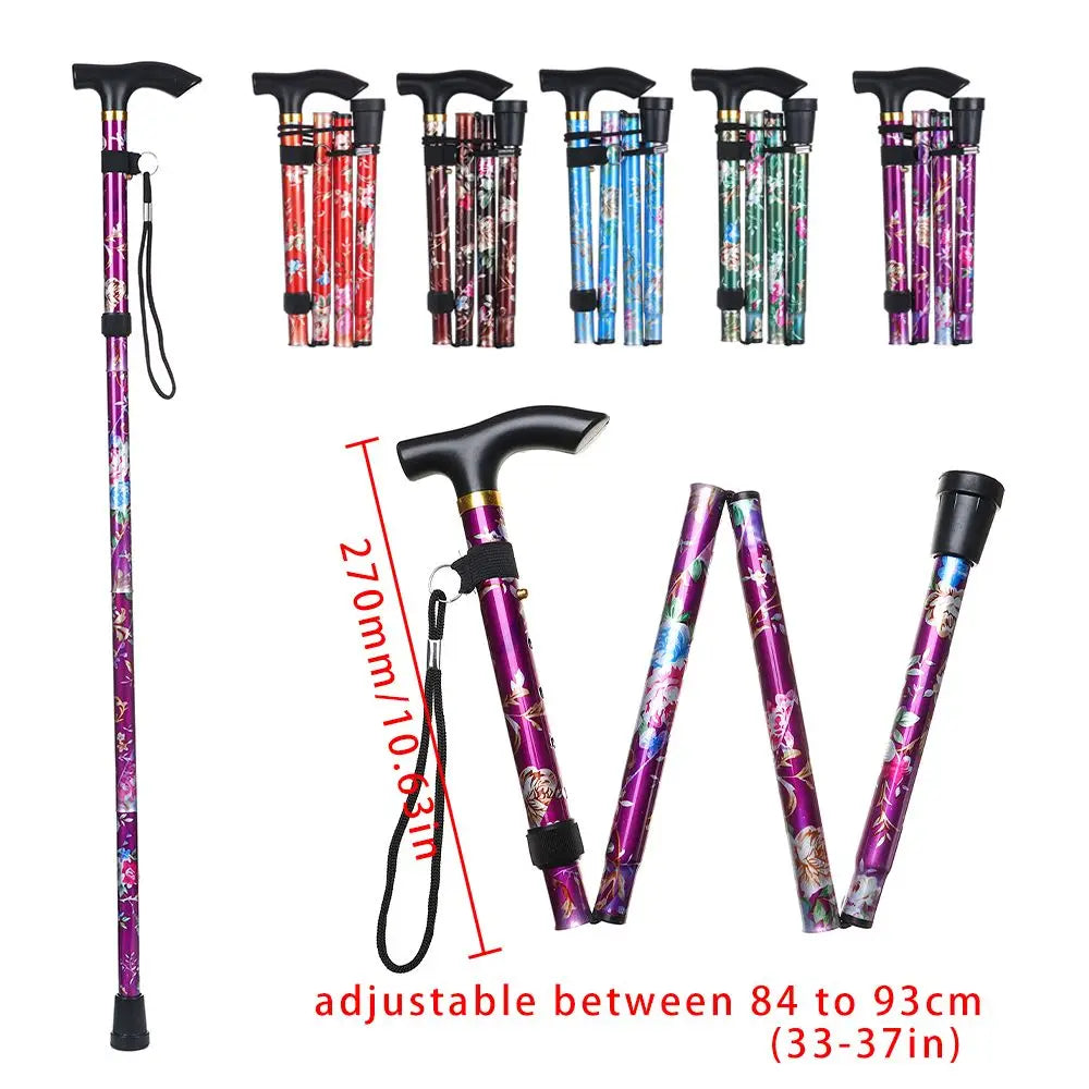 Collapsible Elderly Care Gift for Adults Elder Non-slip Walking Cane Folding Trekking Stick