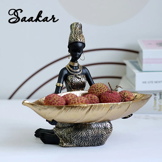 Black Woman Storage Figurines Africa Figure Home Desktop Decor Keys Candy Container Interior Craft Objects