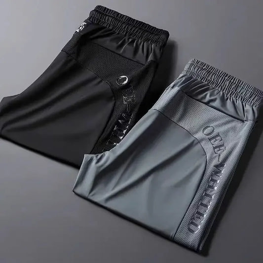 Men's Ice Silk Pants Summer Thin Sports Casual Loose Fit Draped Air Conditioner Trousers