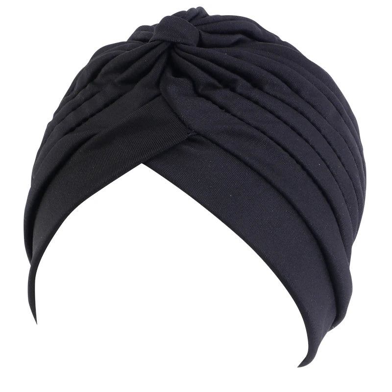 New Flower Decoration Turban, Solid Color Women's Head Wrap, Fashion Headwear, Bandana Cap