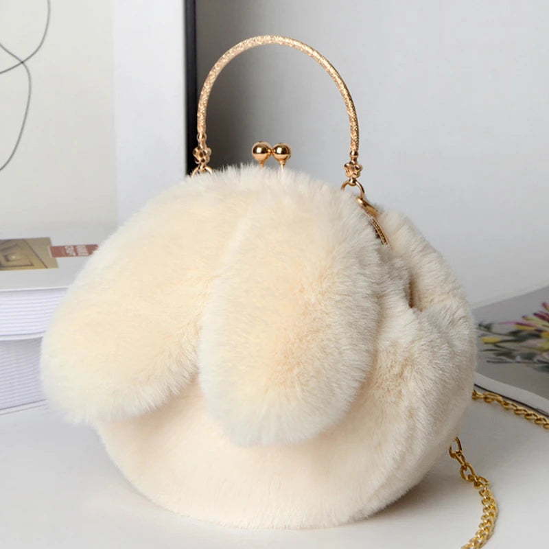 Cute Plush Rabbit Crossbody Bags for Women Korean Version Cute Purses and Handbags Girls New Rabbit Ear Shoulder Messenger Bag - Hiron Store