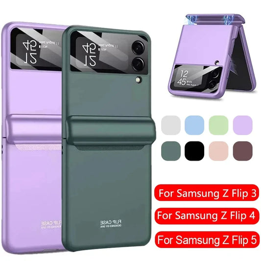 Magnetic Case For Samsung Galaxy Z Flip 5 4 3 5G Full Protection Hinge Luxury Cover Shell Camera Glass