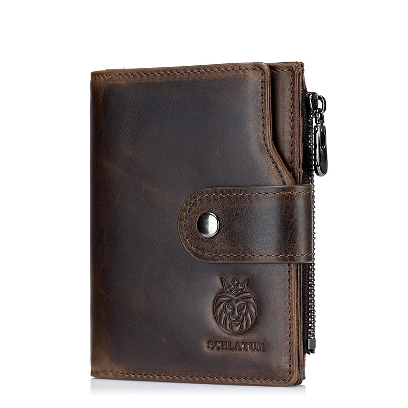 Genuine Leather Men Business Wallet RFID Men Card Id Holder Coin Purse Travel Wallet