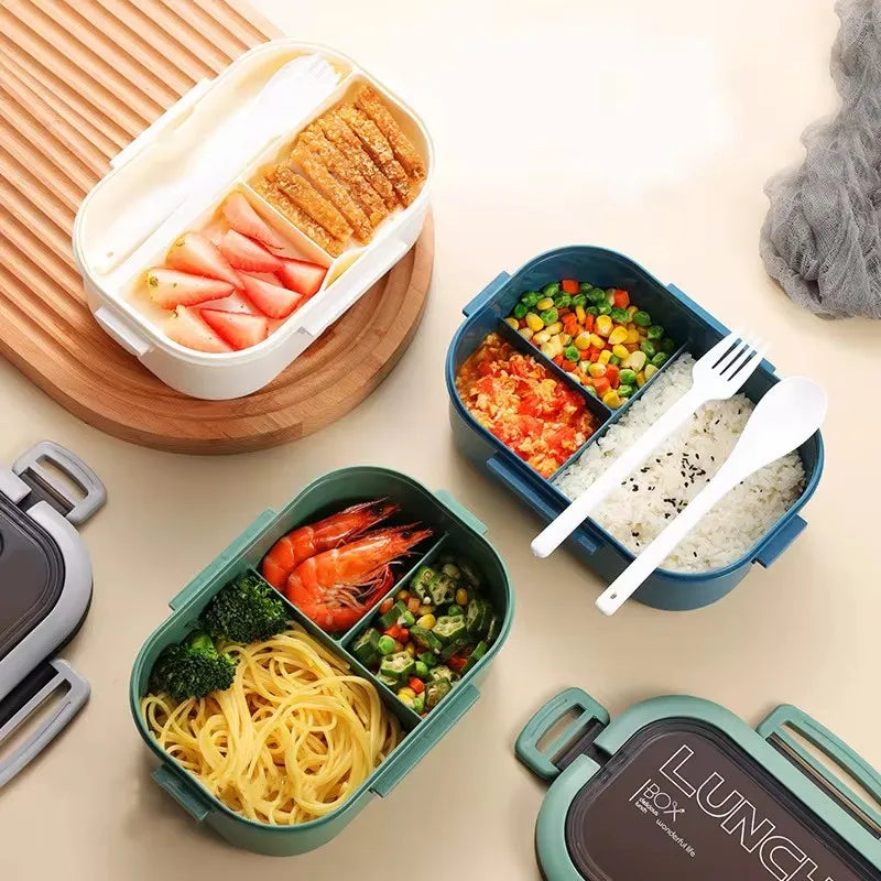 Kitchen Supplies: Single-layer, Double-layer Portable Fruit Food Box, Lunch Box with Fork Spoon Preservation Box