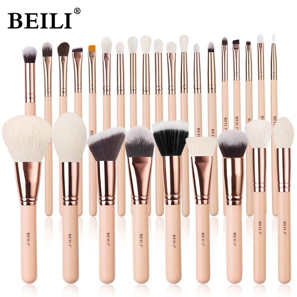 BEILI Pink Makeup Brushes High Quality Powder Foundation Blush Eyeshadow Make Up Brush Set