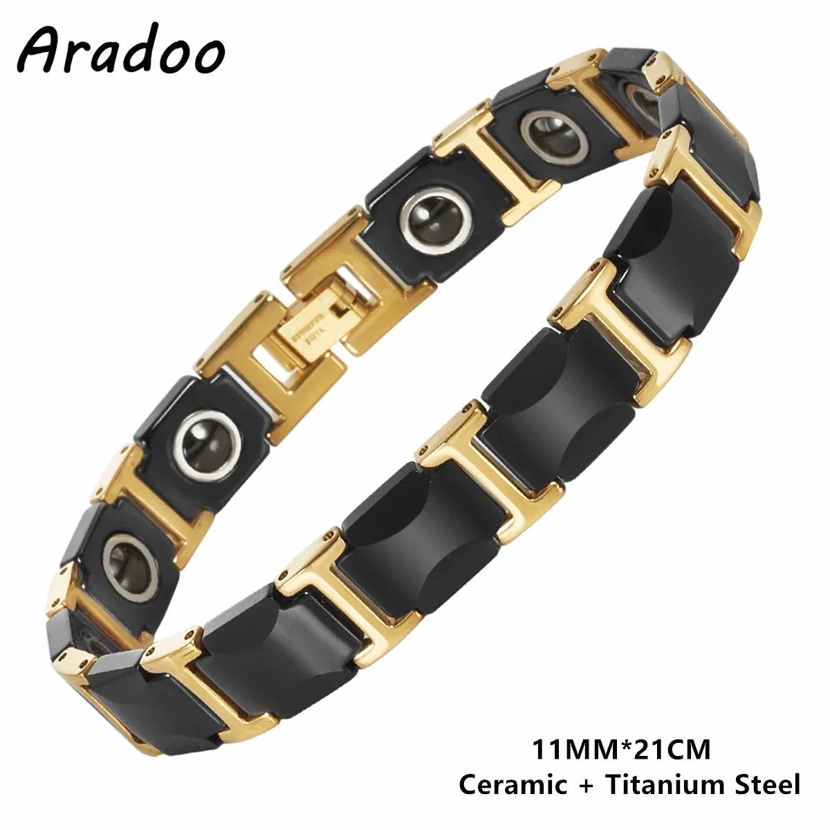 Blue Ceramic Titanium Steel Bracelets Hematite Magnetic Strap Buckle Design Power Wristband for Women Men