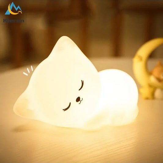 Soft Silicone Cat Seven Colours LED Night Lights USB Rechargeable Floor Lamp Room Decor Light
