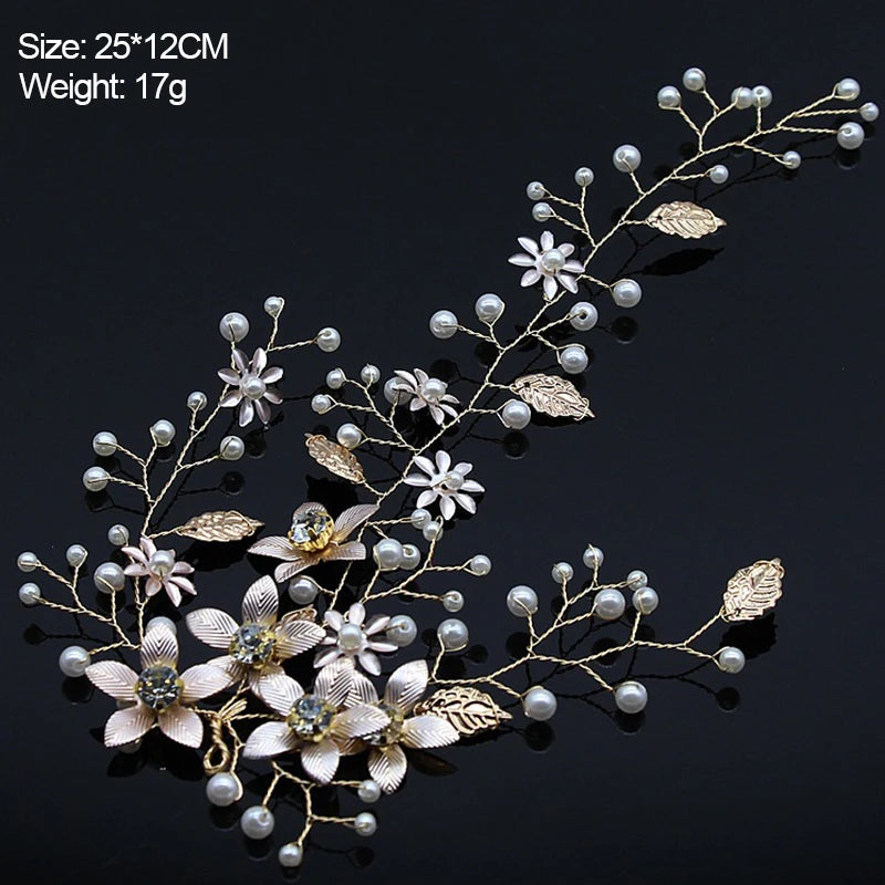 New Wedding Hair Accessories Crystal Pearl Hair Belt Wedding Bridal Hairband Hair Ornament Hair Jewelry Bride Headdress Headband