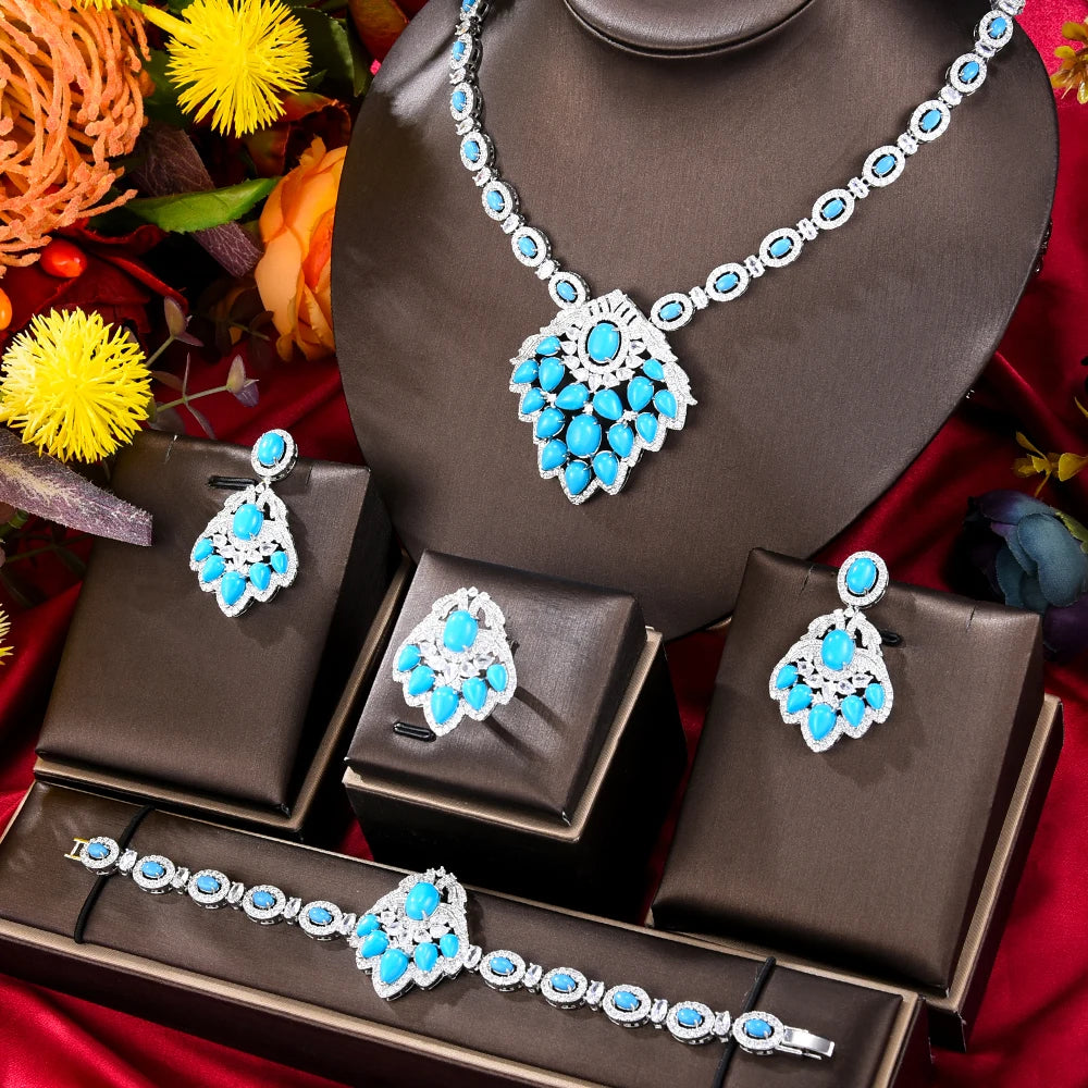 Dubai Bridal Jewelry Set For Women Wedding Party Nigerian African Necklace Earring Set