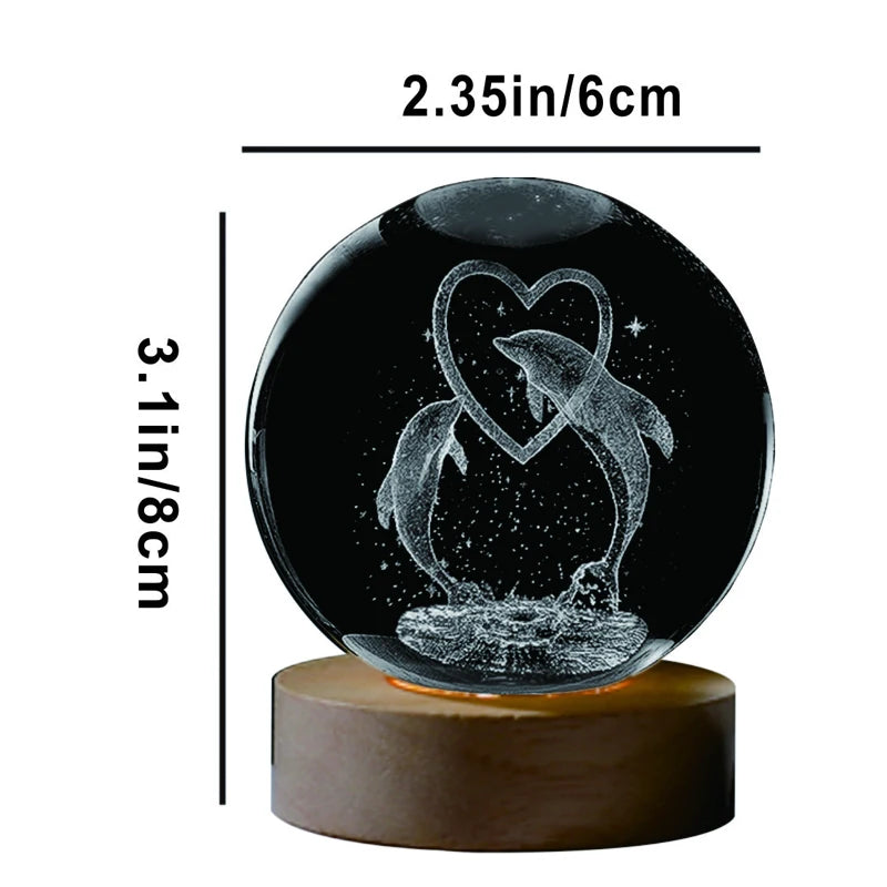 3D Dolphin Crystal Ball Colour night light