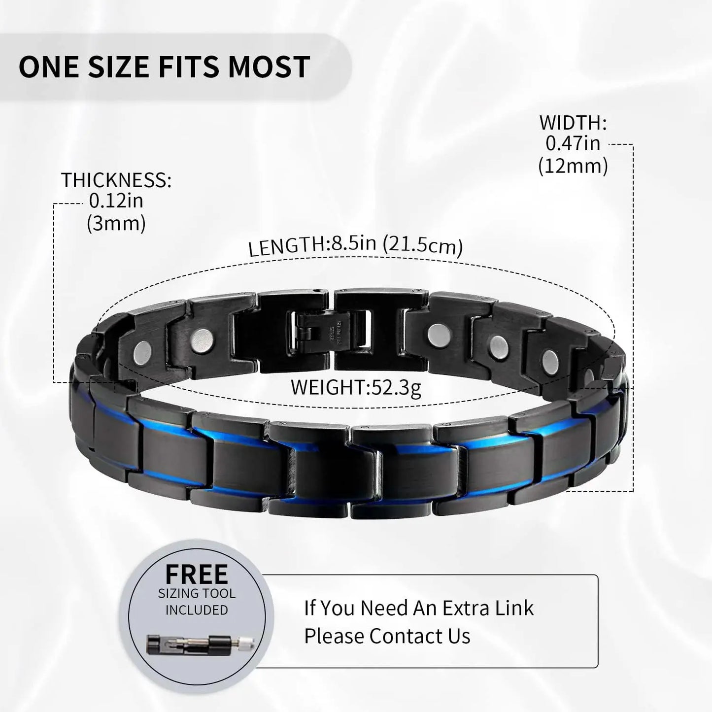 Classic Tank Track Design Titanium Steel Bracelet Men's Magnetic Therapy Sports Link Bracelets