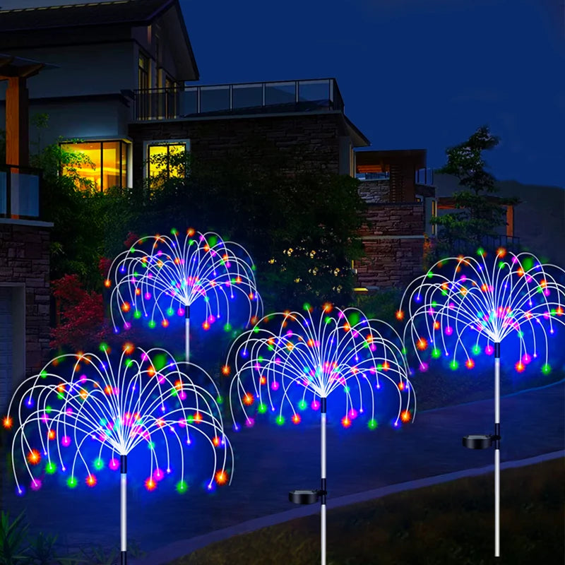 Solar Firework LED Stake Lights Outdoor Garden Pathway Decor Waterproof Fairy Light Yard Lawn Patio Landscape Lamp