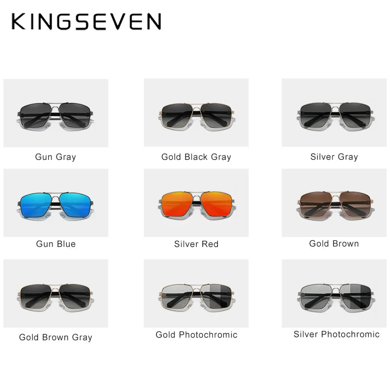 KINGSEVEN Design  Men/Women Sunglasses, New Polarized UV400 Coating Optical Lens ,Auto Reset Square Frame Driving