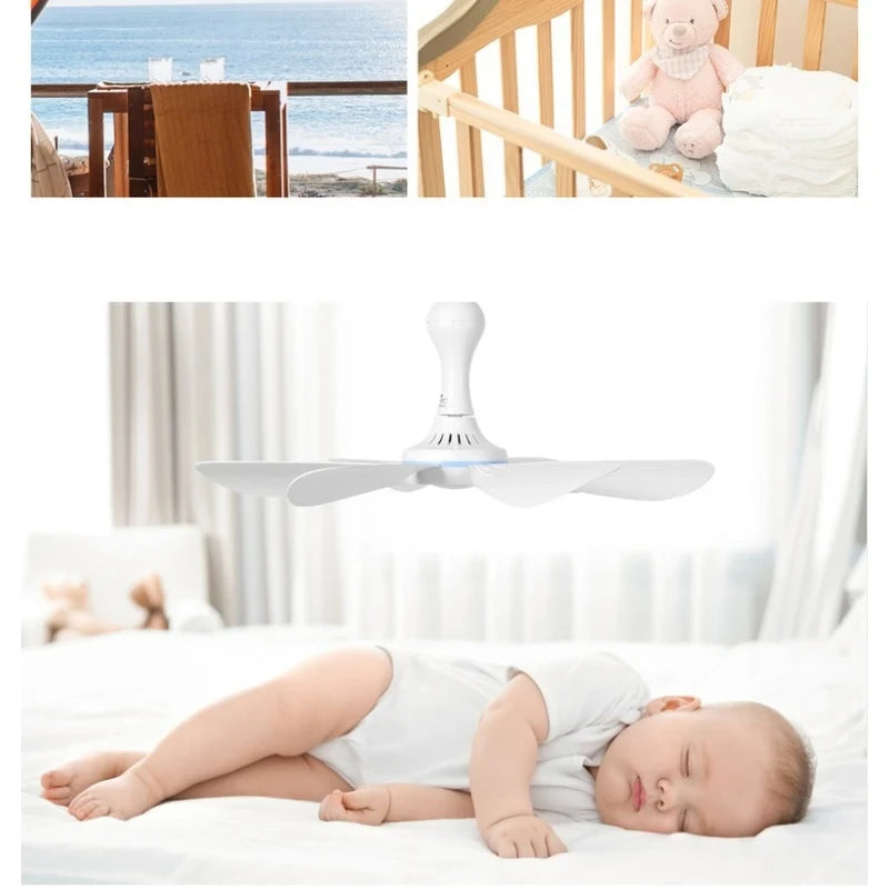 Silent 6 Leaves USB Powered Ceiling Canopy Fan with Remote Control Timing 4 Speed Hanging Fan