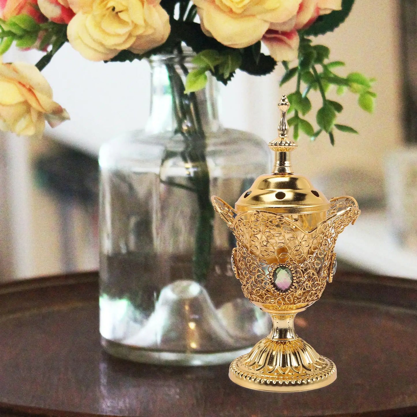 Metal Indoor Burner Middle East Church Electric Censer Metal Burner Vintage Sandalwood Burner (EU Plug)