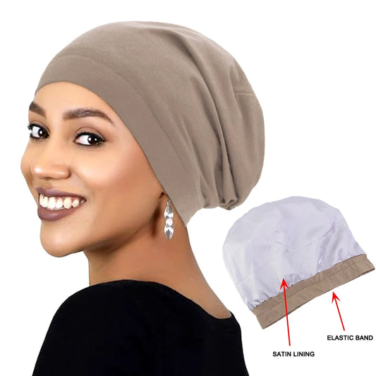 Women Soft Lining Muslim Turban Hat Sleep Cap Cancer Chemo Hat Beanie Hair Loss Bonnet  Arab India Caps