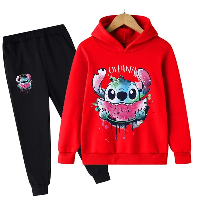 Stitch Clothing Sets Children 1-16 Years Suit Boys Tracksuits Kids Hoodies Tops +Pants 2pcs Set