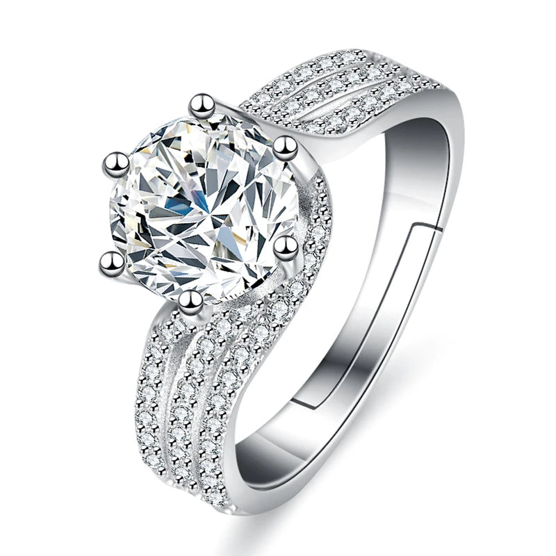 GRA moissanite ring, two-carat Deluxe Crown, full of diamonds, set with lady jewelry, ring accessories - Hiron Store