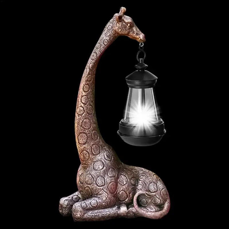 Giraffe Solar Light Garden  Figurine Lantern Giraffe Sculpture Animal Resin Statue Backyard Art Craft Ornament