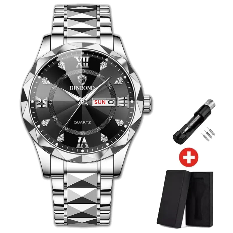 Fashion Men's Watches Fashion Trend Quartz Wristwatch Original Waterproof Stainless Steel Watch for Man Date Week 2023 Top Sale - Hiron Store