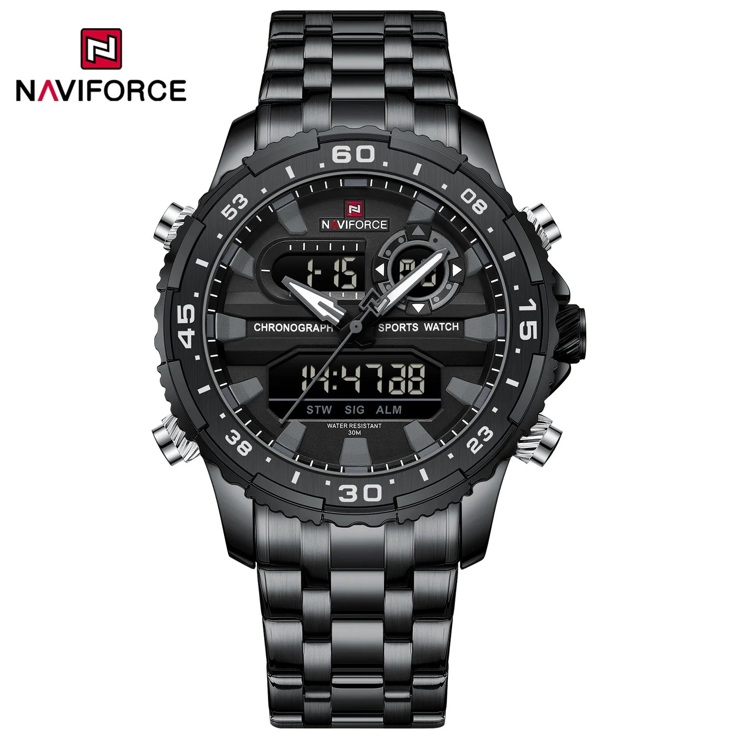 NAVIFORCE Brand Black Gold Men Watch Luxury Quartz Wrist Watches Sport Waterproof  Stainless Steel