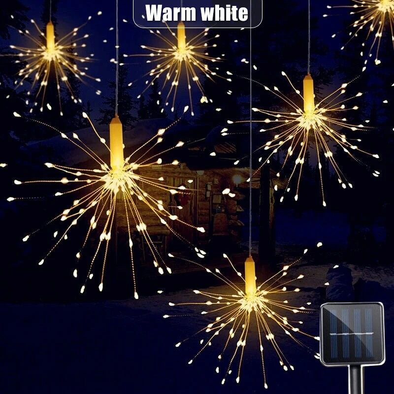 LED Solar Firework Lights Outdoor Waterproof Hanging Starburst String Light For Holiday Lighting Christmas Decor Fairy Light - Hiron Store