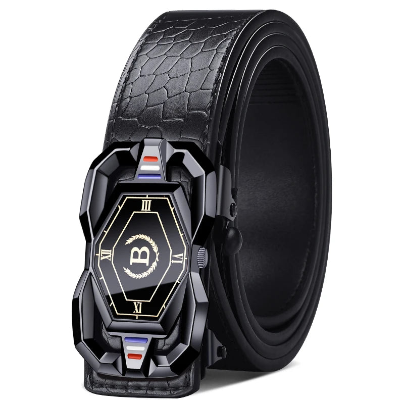 High-end And Atmospheric Men's Automatic Buckle Crocodile Pattern Belt New Men's Casual Wear Belt Fashion Youth Business Belt