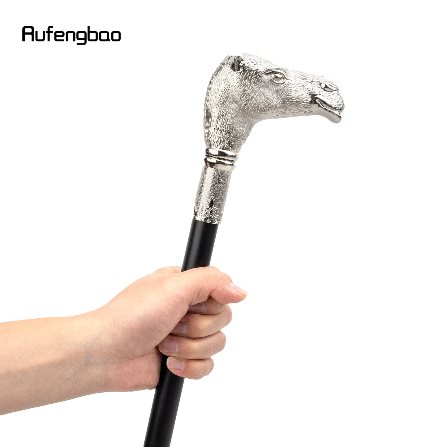 Silver Camel Head Walking Cane Fashion Walking Stick Gentleman Luxury Crosier Walking Stick 93cm