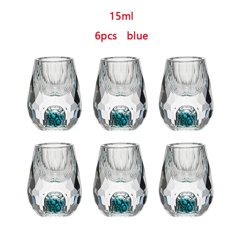 6pcs 15ml Liquor Crystal Glasses Set Wine Glasses Brandy Tea Cup Diamond Cutting