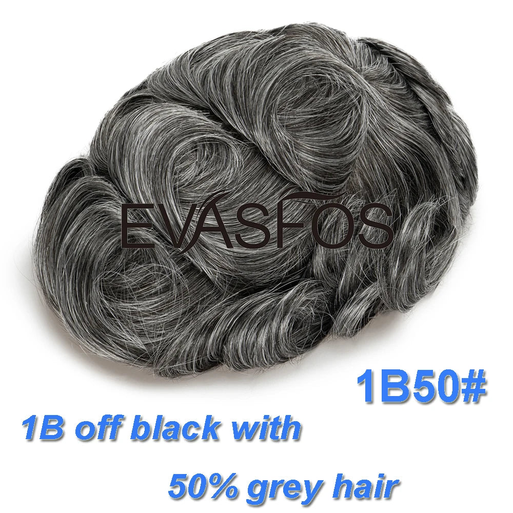 Natural Hairline Bleached Knots French Lace Front Men's Toupee, Poly Skin Hairpieces, Hair Replacement Systems, Various Color