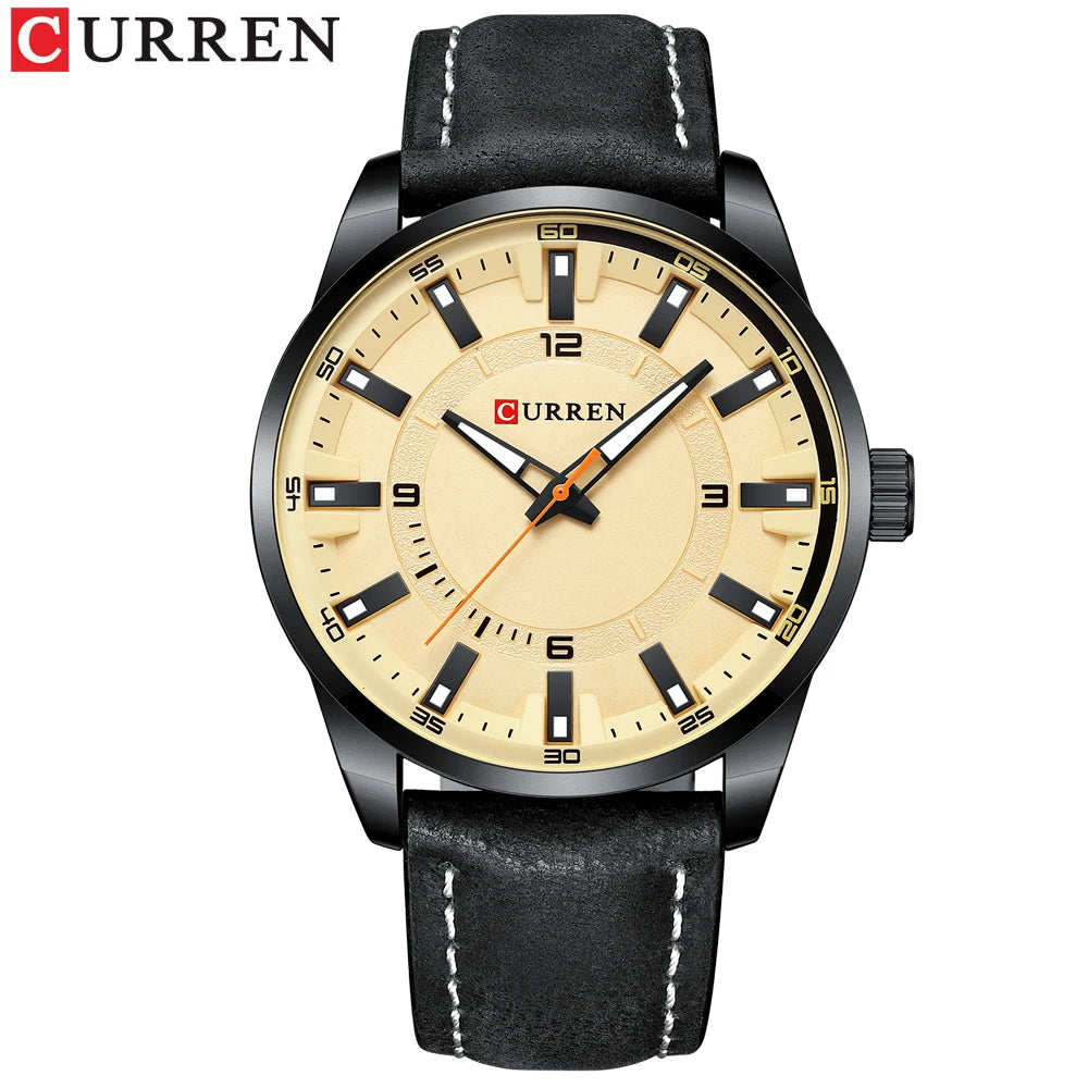 Mens Watches Date Sport Military Clock Leather Strap Quartz Business Men Watch