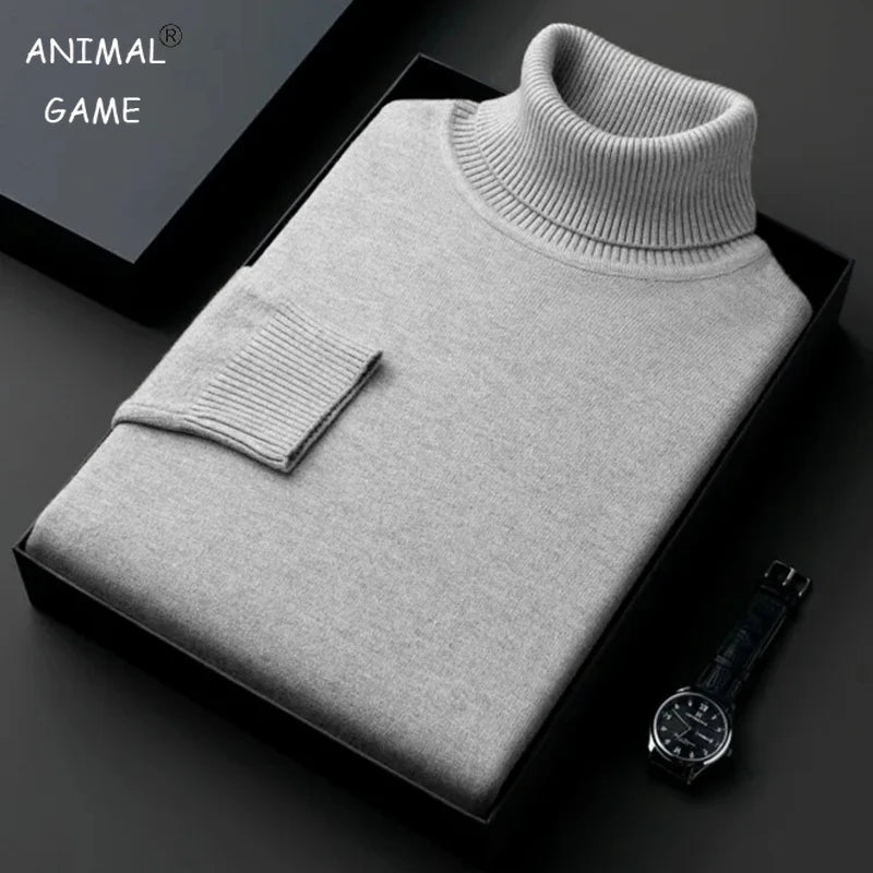 Mens High Quality Sweater Slim Fit Long Sleeve Solid Color Trend Men Clothing