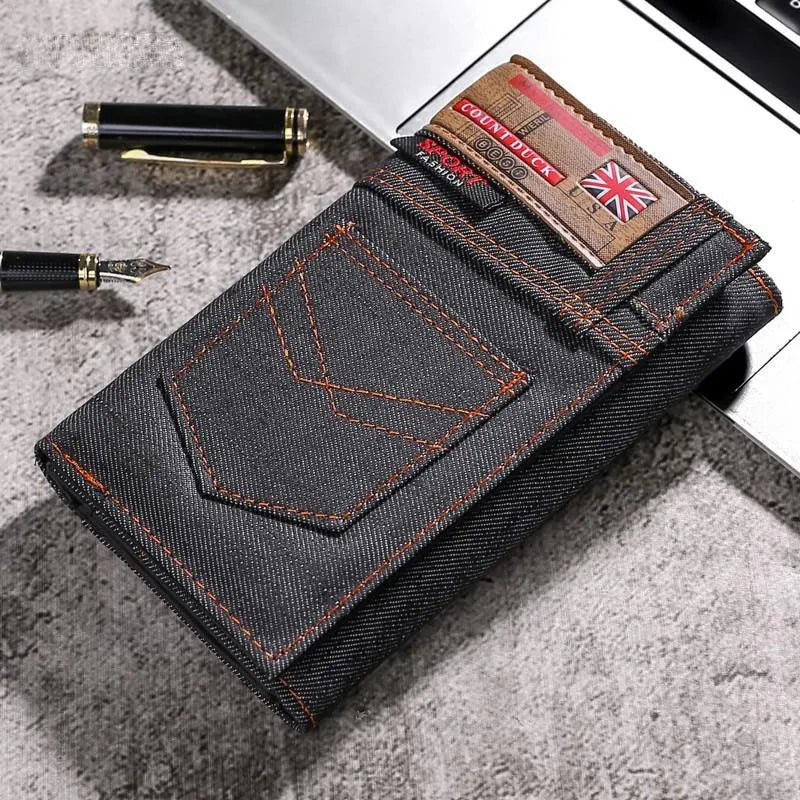 Vintage Men Wallet Coin Bag Long Style Purse Denim Cloth Wallets