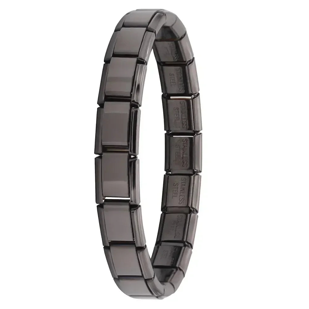 Hapiship New Women's Jewelry 9mm Width Itanlian Elastic Charm  Bracelet Fashion Stainless Steel Bangle