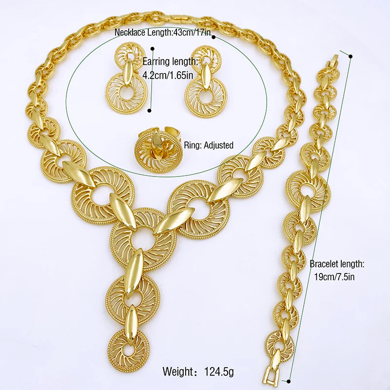 Unique Italian 18k Gold Plated Jewelry Set Designer Women Necklaces