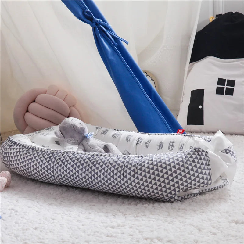 85*50cm Baby Nest Bed with Pillow Portable Crib Travel Bed Infant Toddler Cotton Cradle for Newborn Baby Bed Bassinet Bumper - Hiron Store