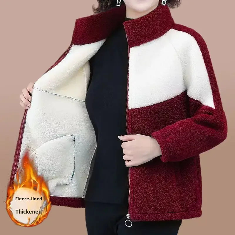 Stylish Thickened lined Wool Cotton Coat For Middle-aged Elderly Women Autumn Winter Warm Cotton Jacket's