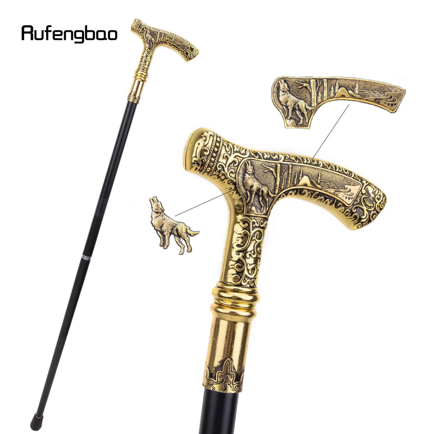 Wolf Handle Luxury Pattern Walking Stick Party Fashion Elegant Walking Stick