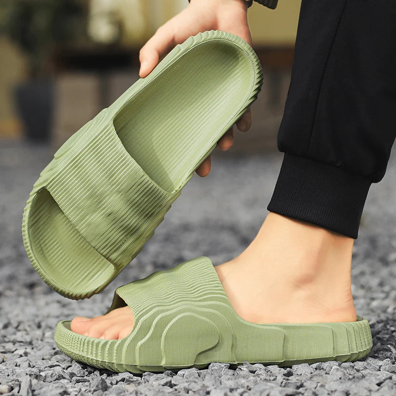 Soft Home Slippers Couple Summer Indoor Skid Proof Bathroom Slippers Sandals Hotel Solid Color Men Women Flat Shoes