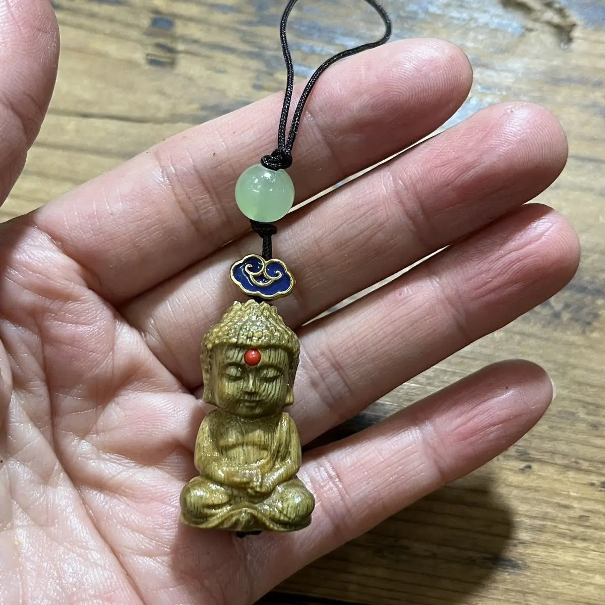 Small Leaf Boxwood Small Bergamot Pendant Solid Wood Baby Buddha Big Day Tathagata Bag Hanging Ornament