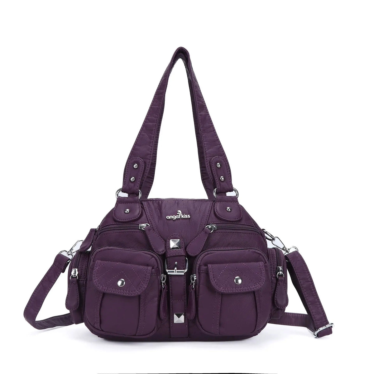 Angelkiss Women Handbags Satchel, Top-handle Handbag PU Shoulder Bag, Dumpling Pack Phone Money Bag