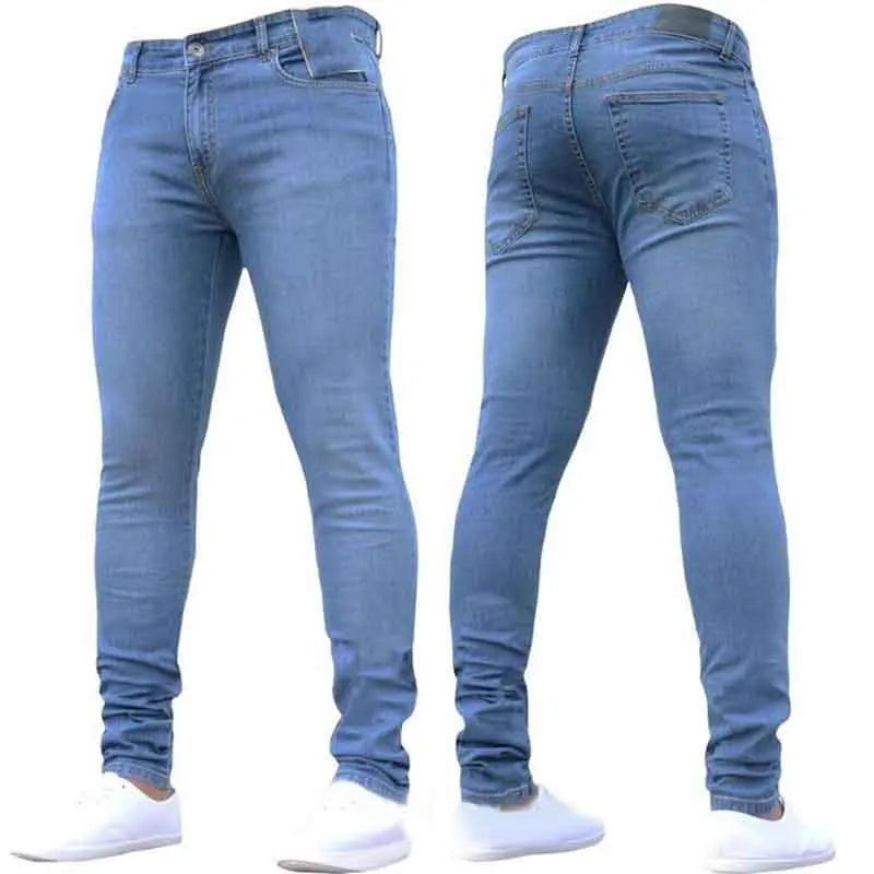 Men Pants Stretch Skinny Trousers Zippered Jeans Men's Clothing